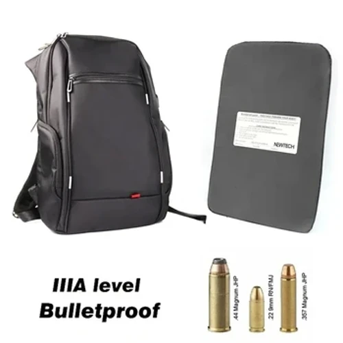I-NIJ IIIA Level Bulletproof Backpack I-Bulletproof Insert Plate Panel Izikhwama Zephaneli Yokufaka Umthamo Omkhulu Wokuvikela Umzimba Uyashajwa