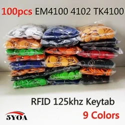 100db 5YOA EM4100 125khz-es azonosító távirányító RFID címke Beléptetőkártya Porta Chave kártya Kulcstartó Token Ring Proximity Chip