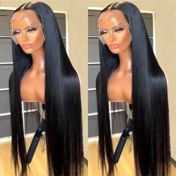 Wig flaen Lace 30Inch Brasil Asgwrn Syth Gwallt Dynol Wig Tryloyw 13X4 13X6 Lace Frontal Wig 360 Wigiau Lace Llawn Ar gyfer Merched