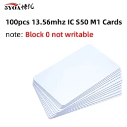 100 stks/partij RFID-kaart 13.56Mhz IC-kaarten M1 MF S50 Classic ISO14443A 1K Proximity Smart 0.8mm voor Toegangscontrolesysteem