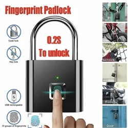 Fingeraftrykslås Nøglefri Vandtæt Anti-tyveri Smart Lock Fingeraftryks hængelås Zinklegering Intelligent sikkerhed Elektronisk dørlås