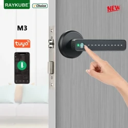 RAYKUBE M3 Tuya BLE Smart Fingerprint Door Lock Password Lock na may Keys Smartlife/Tuya APP Unlock Para sa Indoor Wooden Metal Door