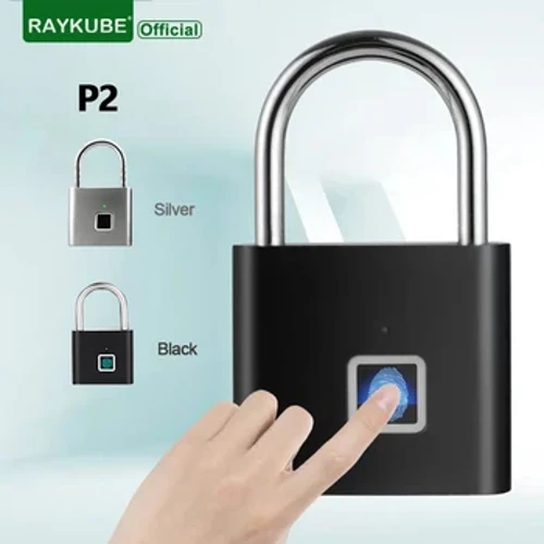 RAYKUBE P2 Smart Fingerprint Padlock Waterproof Zinc Alloy Biometric Padlocks Fa'atasi ai ma le ma'a toe fa'aaogaina tau USB.