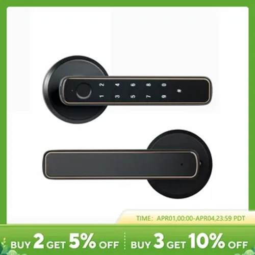 Tuya Bluetooth Smart Fingerprint Door Lock na May Password Mechanical Key Unlocking Para sa Wooden Door Single Handle Smartlife M4