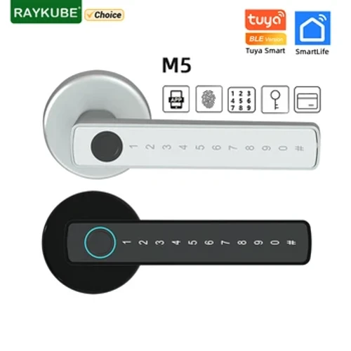 I-RAYKUBE M5 I-Tuya BLE Ilokhi Yomnyango Wezigxivizo Zeminwe WeDigital Electronic Lock enephasiwedi/Ukhiye/Ikhadi le-IC/ Smartlife/ I-Tuya APP Unlock