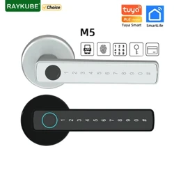 RAYKUBE M5 Tuya BLE Dveřní zámek otisku prstu Digitální elektronický zámek s heslem/klíčem/IC kartou/Smartlife/Odemknutí aplikací Tuya