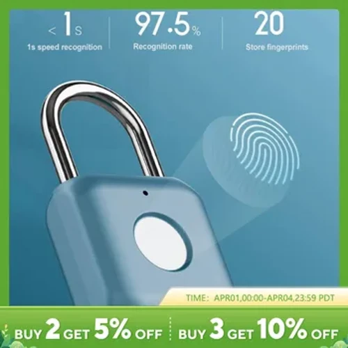 Lucchetto portatile per identificazione delle impronte digitali Smart Lock senza chiave Armadietto per bagagli ricaricabile Armadietto per palestra scolastica