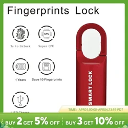 Mini fingeravtrykk hengelås USB nøkkelfri bagasjelås Elektronisk lås Smart biometrisk fingeravtrykk dørlås hurtiglås for reiser