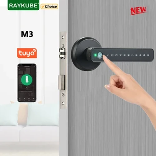 RAYKUBE M3 Tuya BLE Sanly barmak yzy gapy gulpy 60 / 70mm Latch açarlary bilen elektron gulpy Smartlife / Tuya APP uzakdan açmak