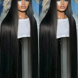 40 46 50 polegadas HD transparente 360 ​​peruca frontal de renda malaia sem cola 13x6 13x4 perucas de cabelo humano frontal de renda reta para mulheres