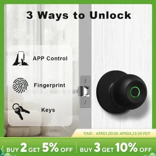 Chytrá klika, zámek dveří s otiskem prstu Smart Lock Biometrický zámek dveří Klika dveří s otiskem prstu s aplikací pro domácí ložnici