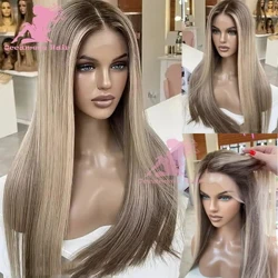 Highlight riichtaus Mënsch Hoer 13*4 Spëtzekleeder Front Perücke Preplucked Voll 360 Frontal Transparent Schwäizer Spëtzekleeder Brasilianer Remy Hoer Gl