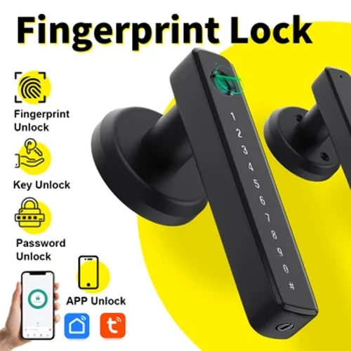 Tuya Fernsteierung Smart Fangerofdrock Passwuert Spär Elektresch Biometrie Code Zuel Single Latch Dier Spär mat Schlëssel