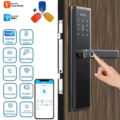 Tuya Vodotesný Inteligentný zámok Bluetooth AI odtlačkov prstov Elektronický inteligentný biometrický kľúč WiFi Smart Card APP Digitálny zámok dverí