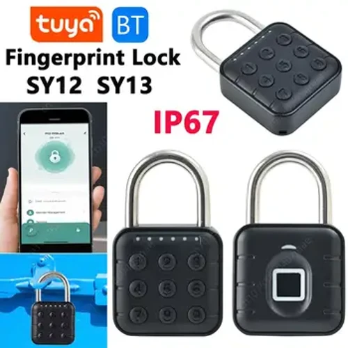 SY12 SY13 Fingerprint Lock Keyless na may Tuya App Waterproof Kaligtasan Lock Anti State Padlock Para sa Mga Bisikleta ng Backycle ng Gabinete