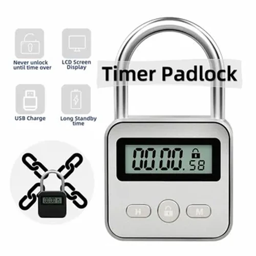 Hōʻike Hōʻike Hōʻike Hōʻikeʻike ʻo Timer Padlock LCD HD Hoʻohui i ke kukui uila Zinc Alloy 99 mau hola ʻoi aku ka lōʻihi o ke kū ʻana i ka Laka Electronic Anti-addiction.