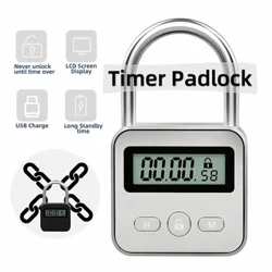Timer-Vorhängeschloss LCD-HD-Display Mit Hintergrundbeleuchtung Zinklegierung 99 Stunden Maximale Zeit, superlange Standby-Zeit, elektronisches Anti-Sucht-Schloss