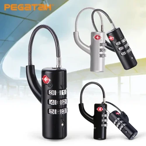 Hoʻopaʻa paʻa ʻia ʻo TSA Customs Lock i nā ʻāina ʻē e hoʻomaʻemaʻe i nā ʻeke ʻeke ʻeke pahu pahu ʻōlelo huna Padlock Steel Cable.