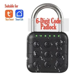 Tuya Bluetooth Lucchetto a combinazione a 6 cifre IP67 Impermeabile in lega di zinco Dormitorio per studenti Porta dell'armadio Custodia da viaggio Lucchetto per casa intelligente