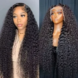 Wig Lace Tonnau Dŵr Nadine 40 Modfedd 13x6 Hd Wigiau Blaen Lace Ton Ddofn 360 Wigiau Gwallt Dynol Cyrliog Ar gyfer Menywod Duon Wig Gwallt Dynol