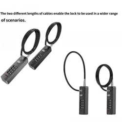 4 Digid Cyfuniad Cable Rope Long Lock Cod Resettable ar gyfer Ffeil Locker Beic Padlock Cabinet