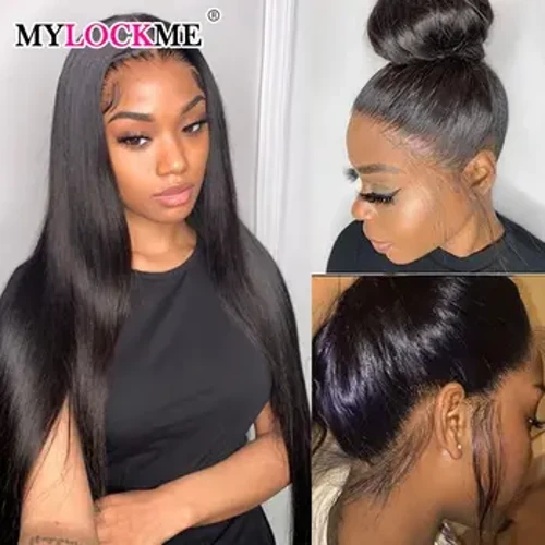 Wig Lace Llawn 360 Gwallt Dynol Wedi'i Blycio ymlaen llaw 30 32 modfedd o wig blaen les syth i fenywod Brasil 4x4 13x4 13x6Hd Lace Frontal Wig