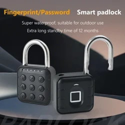Keyless Sperr Batterie-ugedriwwen Fangerofdrock / Passwuert Smart Padlock waasserdicht Sécherheet Dier Spär Spär Anti-Déifstall Padlock Zink