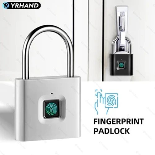YRHAND Fingeravtrykk Nøkkelfri Vanntett Anti-tyveri Smart Lock Fingeravtrykk Hengelås Sinklegering Intelligent Sikkerhet Elektronisk LÅS