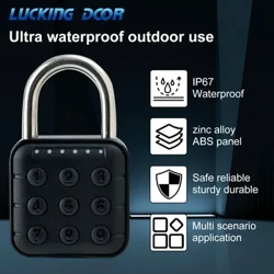 Smart Dør Pad Lock Elektronisk Fingeraftryk Hængelås Nøglefri USB Genopladelig Hurtig oplåsning Zinklegering Metal Selvudviklende Chip