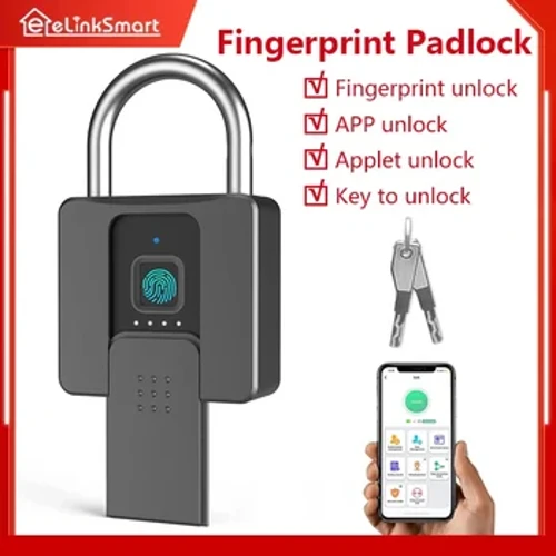 Uzakdan ygtyýarly “Padlock” barmak yzy Bluetooth programmasy, uckük awtoulagynyň gapysy üçin uly suw geçirmeýän agyr ýükli gulp