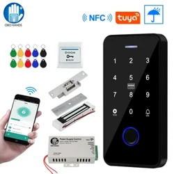 Bluetooth Tuya APP Комплект система за контрол на достъпа до вратите Водоустойчива RFID клавиатура NFC пръстов отпечатък, 180KG електрически магнитни ключалки