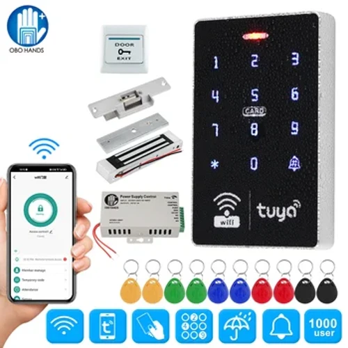 Wifi Tuya Door Access Control System Kit Setti Vedenpitävä RFID-näppäimistöohjain APP Kaukosäädin, Sähkömagneettiset Lukot