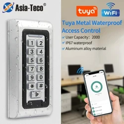 Smart Home Aluminium IP68 Wasserdichtes Standalone-RFID-Zugangskontroll-Tastaturfeld mit WLAN Tuya-App Metallschlüssel-Zugangskontrolle 2000 Benutzer