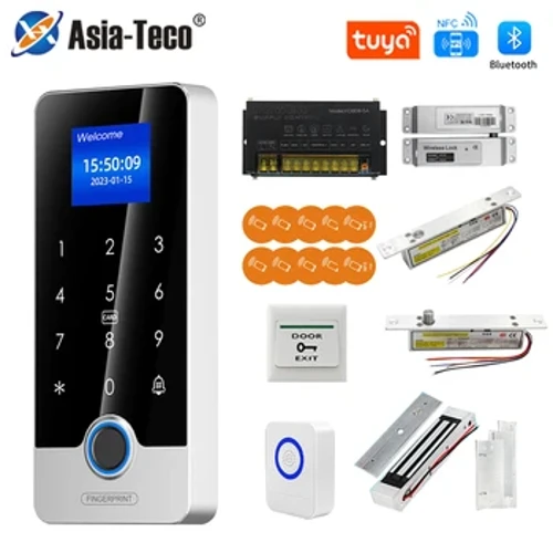 Tuya APP Khóa Cửa Hệ Thống Kiểm Soát Truy Cập Bộ Dụng Cụ Với Màn Hình 1.77In Bàn Phím Bluetooth Vân Tay RFID IC Đầu Đọc Thẻ Bàn Phím Kim Loại