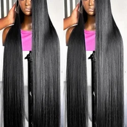 48 50 Polegada osso em linha reta cabelo humano 13x4 360 peruca frontal do laço brasileiro 13x6 frente do laço perucas de cabelo humano 4x4 sem cola para mulher