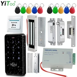 YiToo Kit de sistema de controle de acesso à porta totalmente à prova d'água, teclado inteligente para 3000 usuários com fechaduras elétricas e unidade de energia profissional