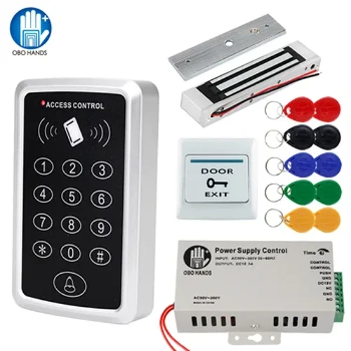 Home Access Control System Kits Set RFID Keypad 125KHz Access Controller 1000 Mea hoʻohana + 180KG Electric Magnetic Lock Strike Locks