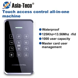1000 ให้คะแนน NFC Access Control Keypad กันน้ำหน้าจอสัมผัส 125 Khz + 13.56 Mhz RFID Proximity การ์ดรหัสผ่านปลดล็อค Reader
