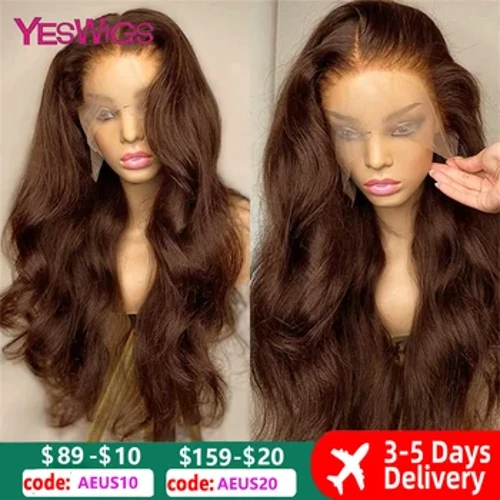 13x4 parrucche per capelli umani in pizzo color marrone cioccolato per donne per donne onde globale HD HD trasparente 360 ​​parrucca frontale in pizzo completo
