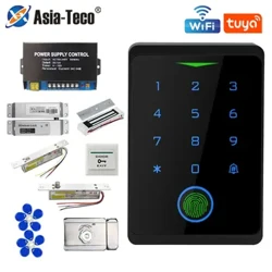 2.4Ghz Wifi Tuya APLIKASI Sistem Kontrol Akses Kit RFID Sidik Jari Keypad Pintu Listrik Kunci Magnetik Strike Lock Kit Tahan Air