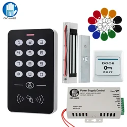 OBO Hands Door Access Control System Kit RFID-tastatur + strømforsyning + elektrisk 180KG magnetisk lås Strike dørlåser for hjemmet