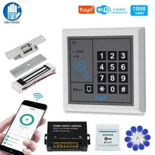 Türzugangskontrollsystem-Kit WLAN Tuya RFID-Tastatur-Zugangscontroller Elektromagnetische Türschlösser, Smart-App-Fernentriegelung