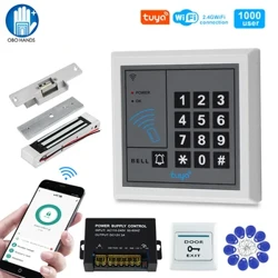 Komplet sistema za nadzor dostopa do vrat Wifi Tuya RFID tipkovnica, krmilnik dostopa, električne magnetne ključavnice, pametna aplikacija za daljinsko odklepanje