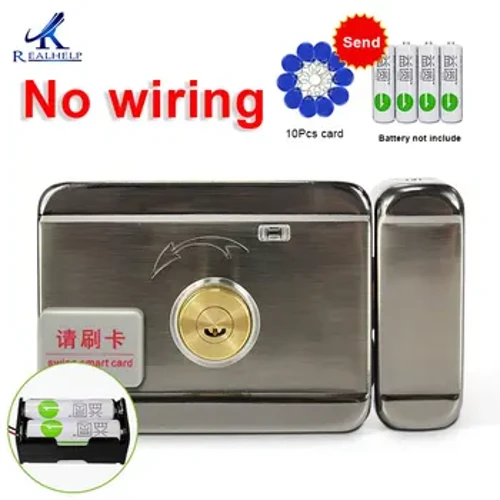 Serrure de porte à carte coulissante, sans câblage, capacité de 1000 utilisateurs, combinaison pour porte en bois de 7 à 70mm, porte en métal, système de contrôle d'accès de porte en fer