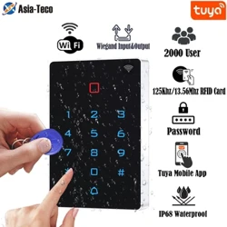 Vandtæt WiFi Tuya App Backlight Touch 125khz RFID-kort Adgangskontrol tastatur WG26 Output Alarm Management Card Support