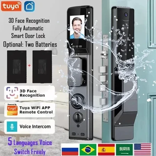 I-Outdoor Waterproof Lock Wifi Tuya APP Yezwi Elikude I-Intercom I-Electronic Door Lock Face Fingerprint Smart Door Lock Ngekhamera