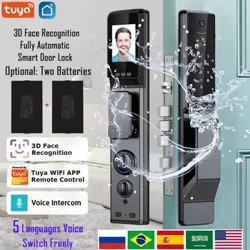 ล็อคกันน้ำกลางแจ้ง Wifi Tuya APP Remote Voice Intercom ประตูล็อคอิเล็กทรอนิกส์ Face ลายนิ้วมือสมาร์ทประตูล็อคด้วยกล้อง
