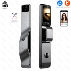 Cloi Drws Wyneb Tuya Smart 3D Diogelwch Monitro'r Wyneb a'r Camera Cyfrinair Olion Bysedd Deallus Datgloi Bysell Electronig Biometrig