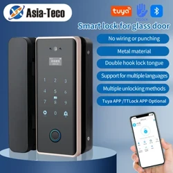 Tuya App 3D ansiktsigenkänning smart lås för glasdörr Biometrisk elektronisk fingeravtrycksupplåsning Arbeta med M1 TUYA Gateway + nyckel