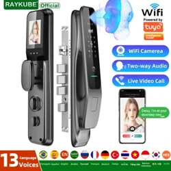 Baru RAYKUBE X50 Tuya WiFi 3D Pengenalan Wajah Digital Fingerprint Door Lock dengan WiFi Kamera Remote APP Video Call 13-bahasa